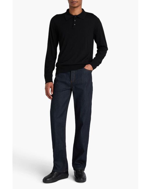 Sandro Black Wool Polo Sweater for men