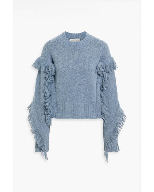 3.1 Phillip Lim Blue Fringed Alpaca-blend Sweater