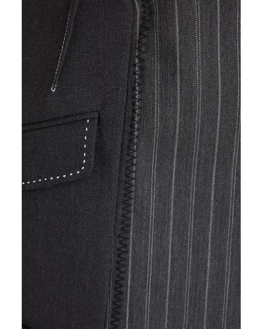 Jonathan Simkhai Black Payton Pinstriped Wool-blend Mini Wrap Skirt