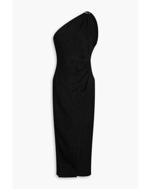 Sandro Black One-shoulder Cutout Crepe Midi Dress