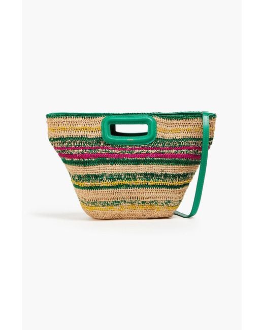 Maje Green Raffia Tote
