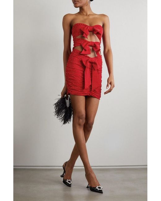 Alexandre Vauthier Strapless Bow-detailed Cutout Polka-dot