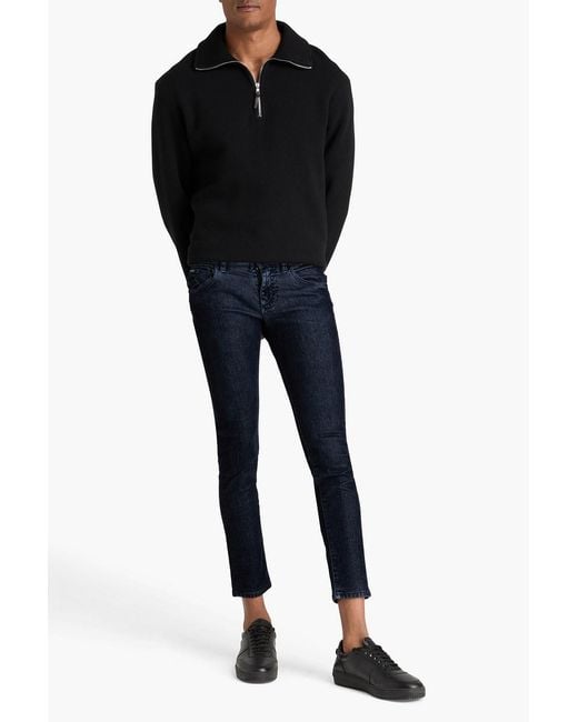 Dolce & Gabbana Blue Flocked Cotton-blend Gabardine Pants for men