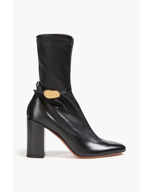 Zimmermann Black Embellished Stretch And Glossed-Leather Sock Boots
