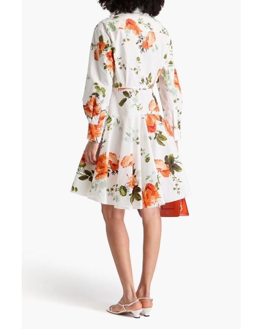 Erdem Gray Cavendish plissiertes hemdkleid aus baumwollpopeline mit floralem print
