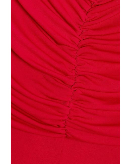 Zac Posen Red Cutout Ruched Stretch-jersey Gown