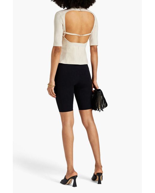 Jacquemus White Le haut palmi oberteil aus stretch-wolle mit twist-detail an der vorderseite und cut-outs