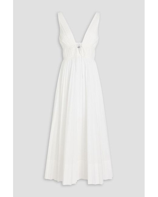Jonathan Simkhai White Stephanie Pleated Cotton-Blend Poplin Midi Dress
