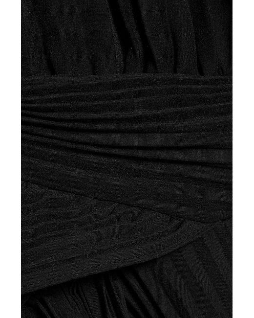 A.L.C. Black Everly Cutout Pleated Crepe Midi Dress