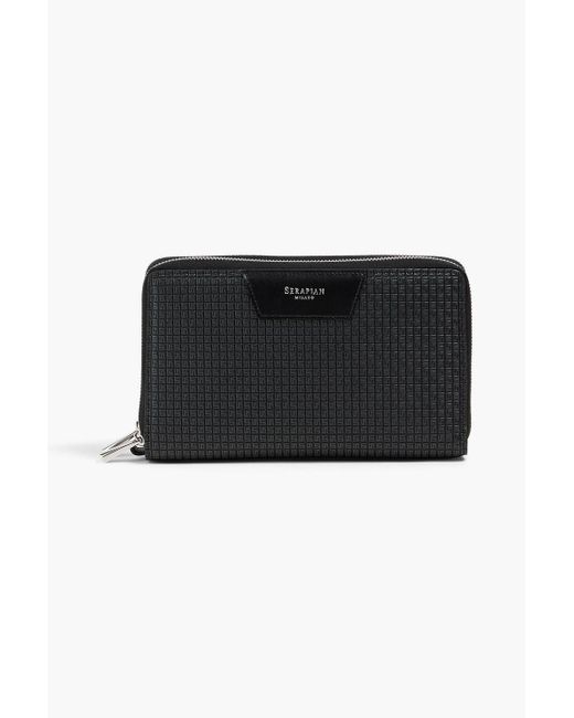 Serapian Black Embossed Coated-canvas Travel Wallet for men