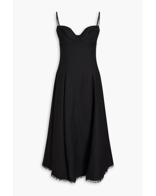 Jonathan Simkhai Black Analise Linen-blend Midi Dress