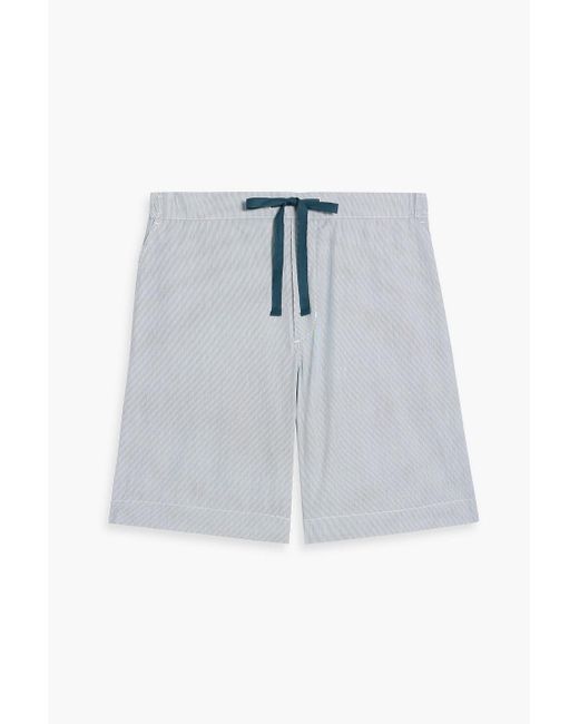 Orlebar Brown Blue Devlin Pinstriped Cotton-Poplin Drawstring Shorts for men