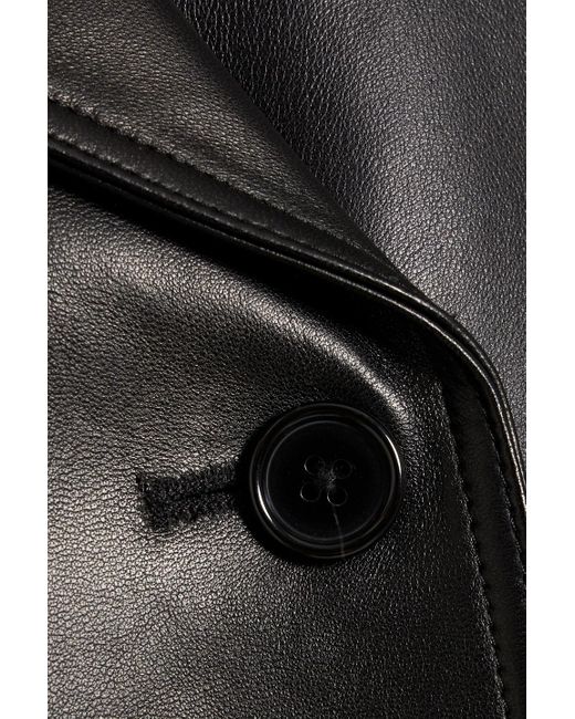 Theory Black Double-Breasted Leather Jacket