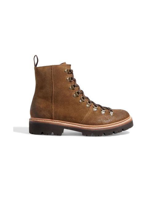 Grenson Nanette Suede Combat Boots in Light Brown (Brown) | Lyst