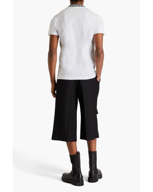 Dolce & Gabbana Gray Jacquard-trimmed Cotton-jersey T-shirt for men
