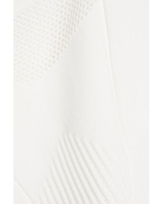 Hervé Léger White Cropped oberteil aus pointelle-strick mit cut-outs