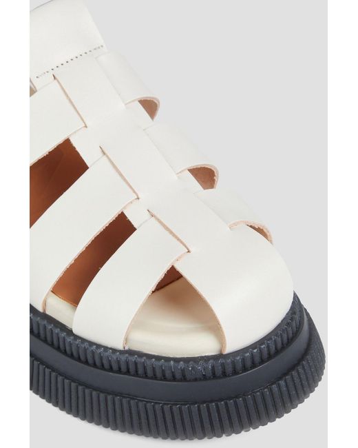 Ganni White Leather Platform Sandals