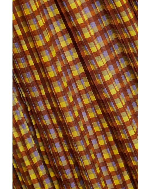 Tory Burch Natural Slip dress in midilänge aus einer baumwoll-seidenmischung mit gingham-karo