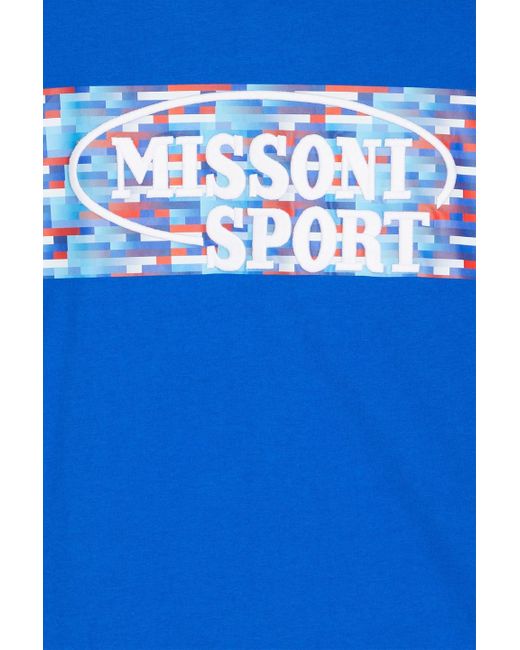 Missoni Blue Flocked Printed Cotton-jersey T-shirt for men