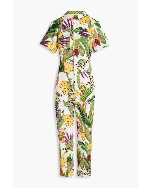 Farm Rio Metallic Printed Denim Jumpsuit