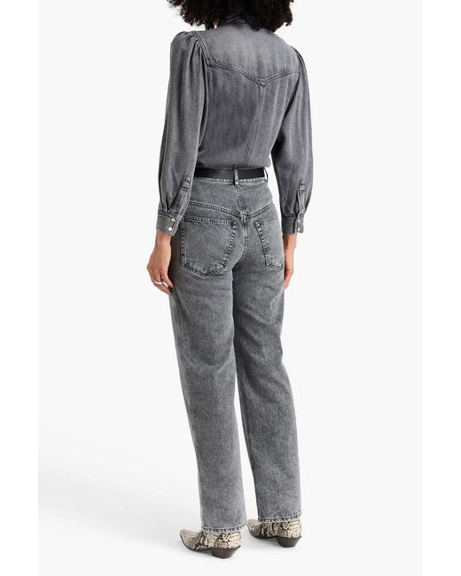 Isabel Marant Gray Dileskoa Acid-wash High-rise Straight-leg Jeans
