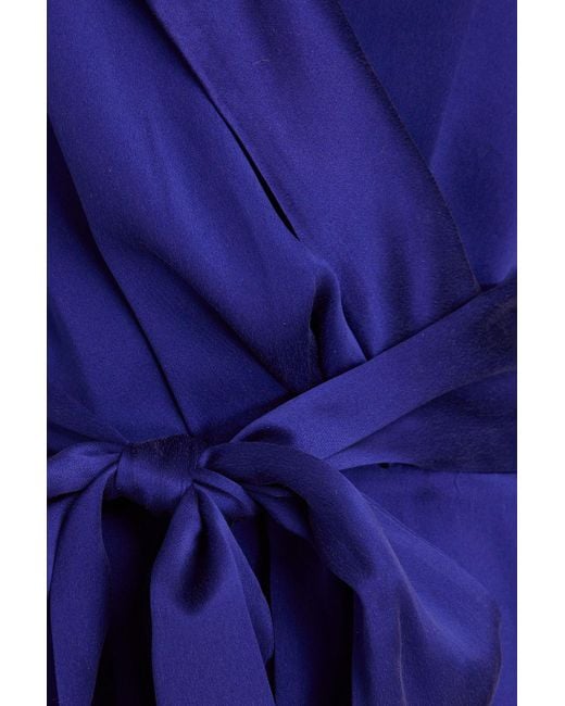 Zimmermann Blue Ruffled Silk-satin Wrap Dress