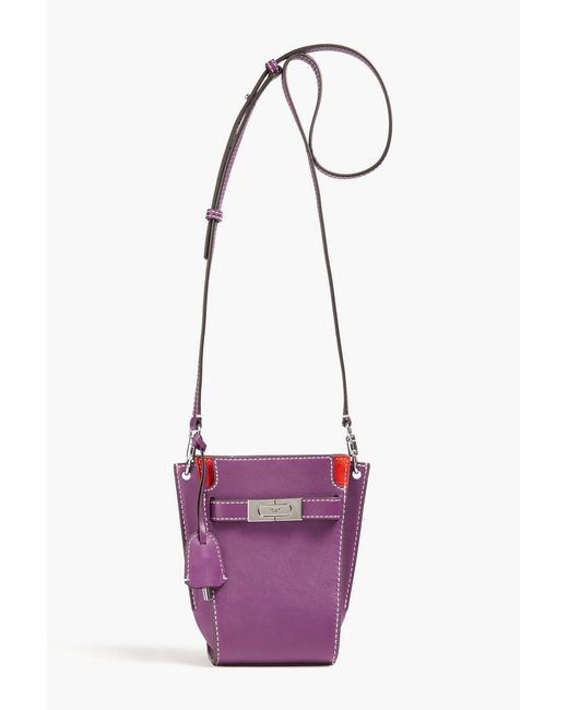 Tory Burch Purple Lee Radziwill Leather Bucket Bag