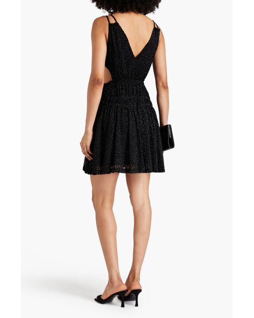 Maje Black Cutout Glittered Tulle Mini Dress