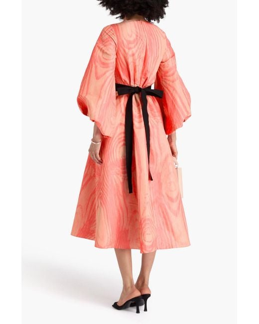 Roksanda Pink Bedrucktes midikleid "yasha" aus taft mit gürtel