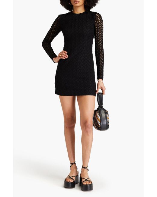 Missoni Black Crochet-knit Wool-blend Mini Dress