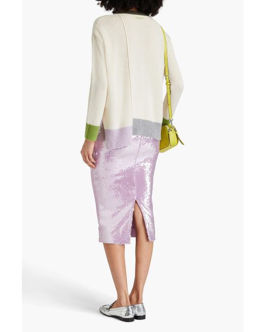 Marni White Color-block Cashmere Cardigan