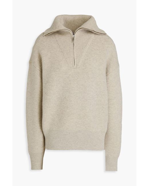 Isabel Marant Lewin Merino Wool blend Half zip Sweater in Natural Lyst UK