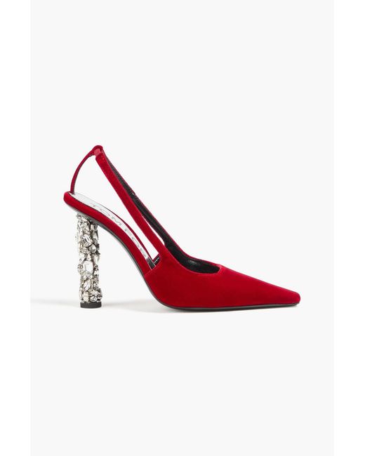 Tom Ford Red Crystal-embellished Velvet Pumps