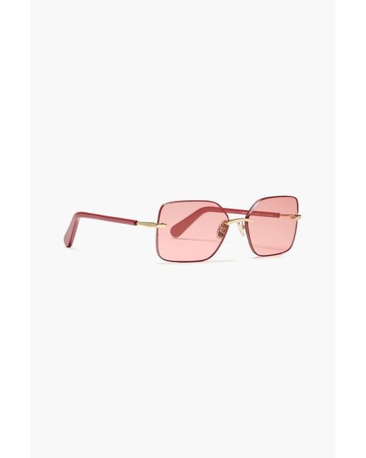 Zimmermann Pink Square-Frame Metal Sunglasses