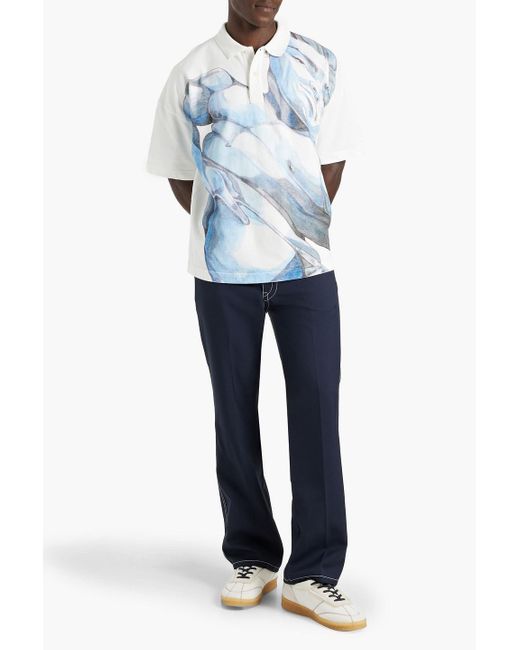 J.W. Anderson Blue Printed Cotton-piqué Polo Shirt for men