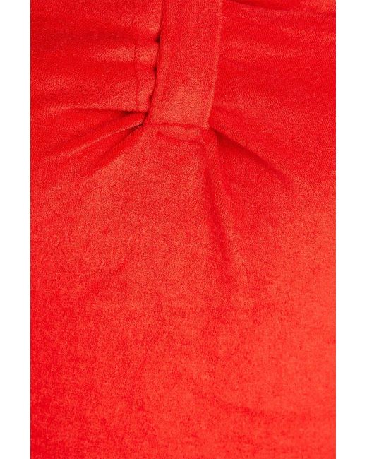 Giuliva Heritage Red Leda Draped Modal-blend Terry Halterneck Midi Dress