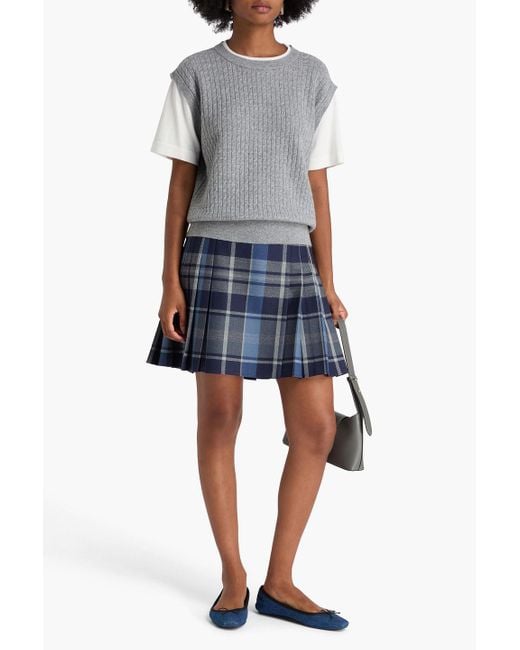 Sandro Gray Layered Cable-knit Wool And Cashmere-blend Top