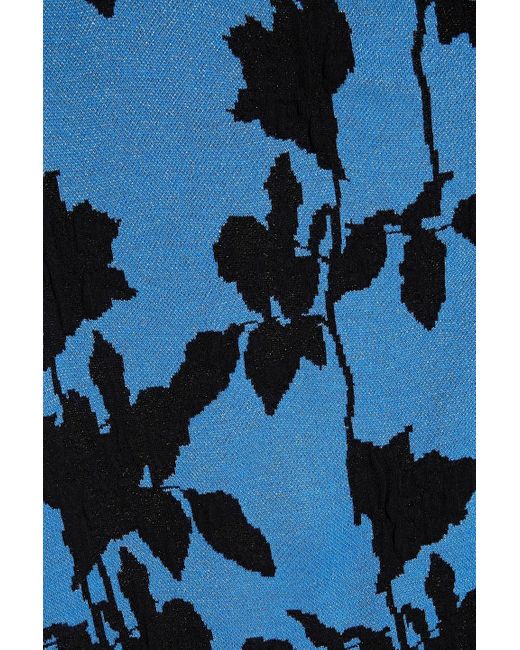 Diane von Furstenberg Blue Bessina Metallic Jacquard-knit Wrap Dress
