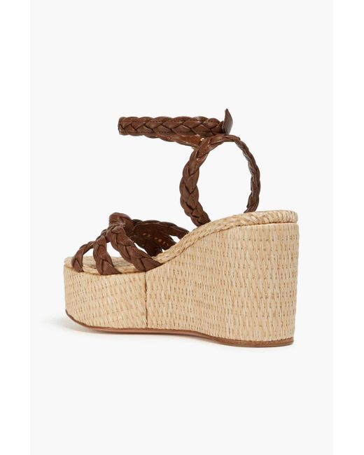 Gianvito Rossi Natural Braided Leather Wedge Sandals