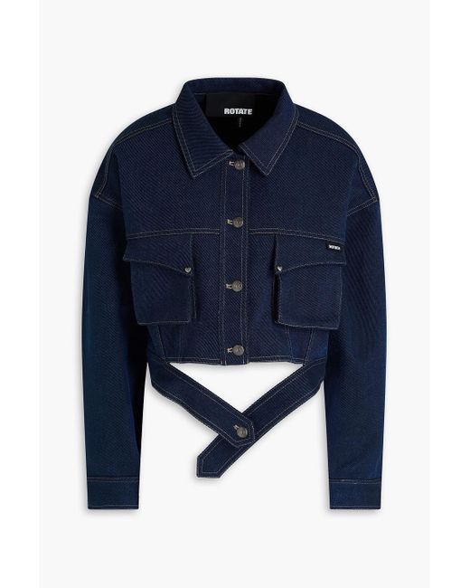 ROTATE BIRGER CHRISTENSEN Blue Cropped Denim Jacket