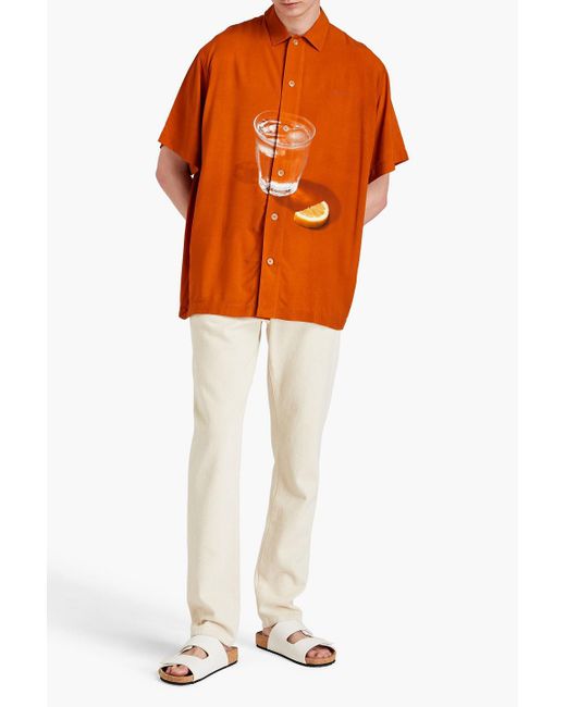 Jacquemus Orange La Chemise Printed Voile Shirt for men
