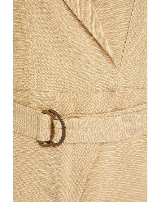 LeKasha Natural Dahab Belted Linen Playsuit