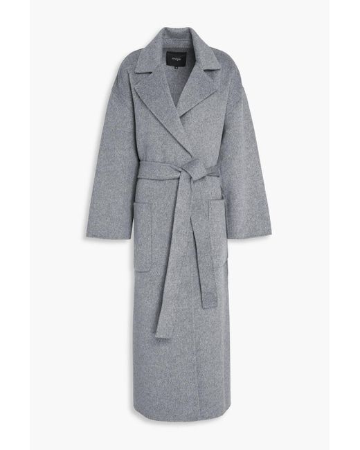 Maje Gray Wool-Blend Felt Coat