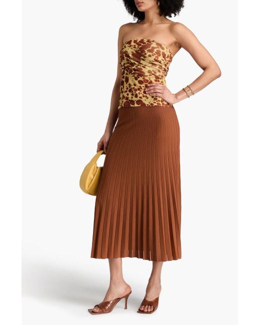 Nanushka Brown Printed Jersey Halterneck Top