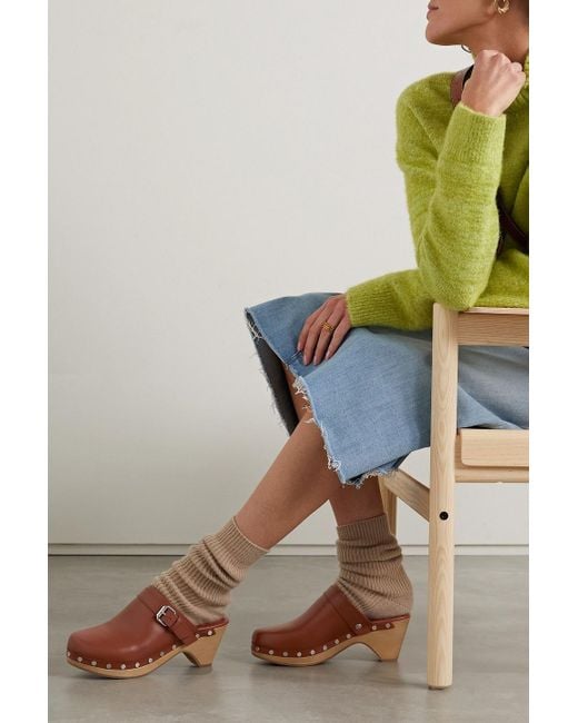 Isabel Marant Brown Titya Studded Leather Clogs