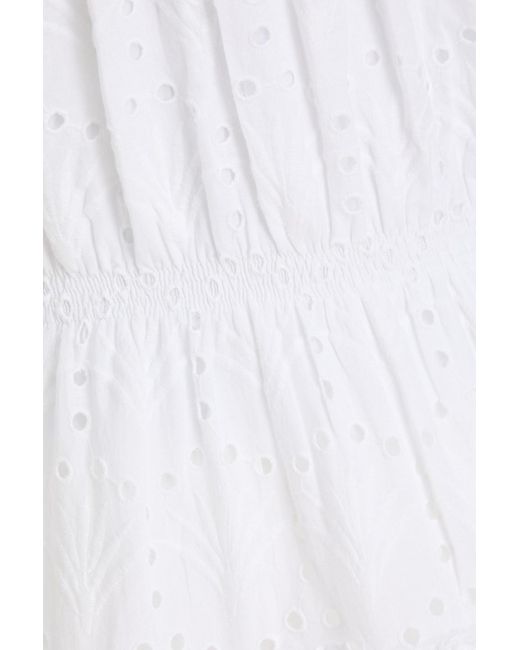 Melissa Odabash White Micha Off-the-shoulder Broderie Anglaise Cotton Mini Dress