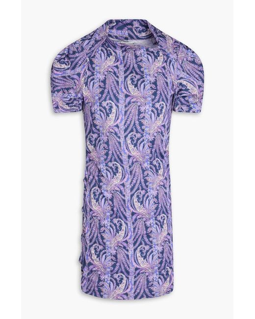 Isabel Marant Purple Sibara Paisley-print Cotton-jersey Mini Dress