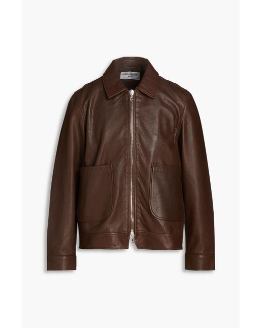 Officine Generale Brown Kael Pebbled-leather Jacket for men