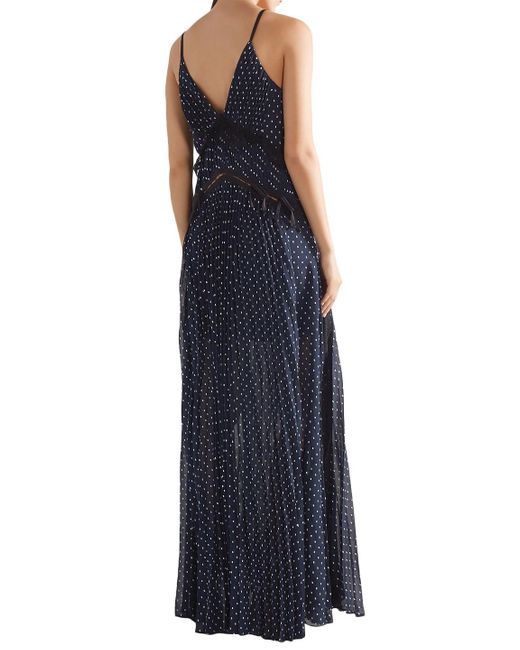 embellished lace detail chiffon maxi dress