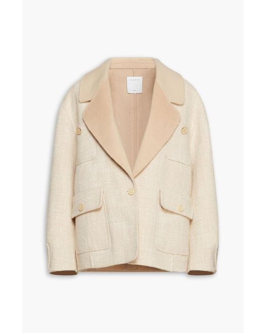 Sandro Natural Farah Wool-blend Tweed Jacket